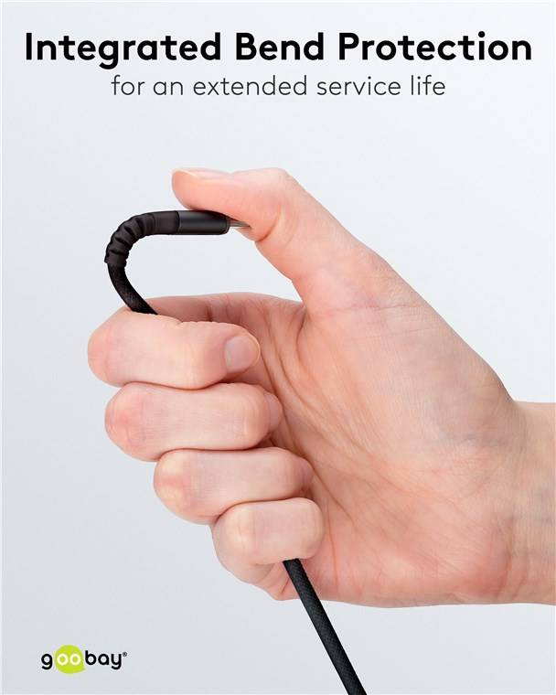 80x Goobay 74528 USB-C™ auf USB-A Supersoftes Textilkabel mit Metallsteckern, 3 m, schwarz, 3 m - elegantes und extrarobustes Verbindungskabel für
