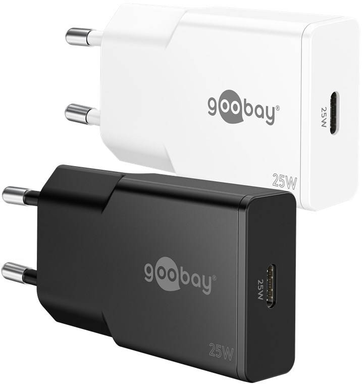 Goobay 75731 USB-C™ PD GaN Schnellladegerät Slim (25 W) schwarz, schwarz - 1x USB-C™-Anschluss (Power Delivery)