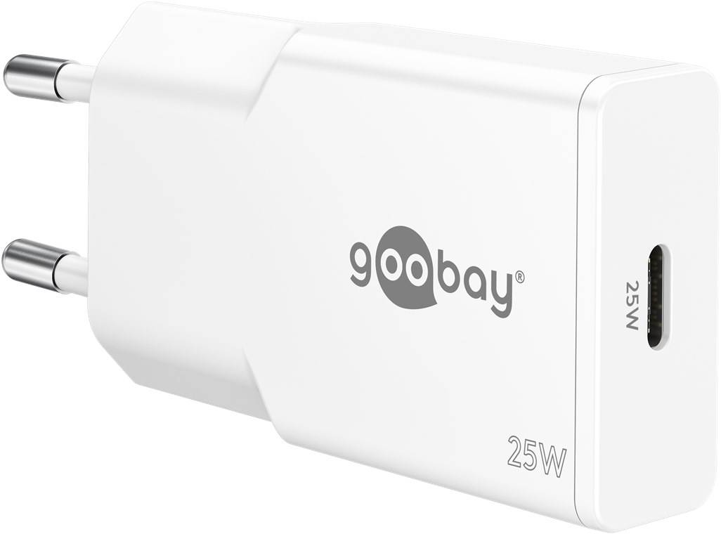 50x Goobay 75732 USB-C™ PD GaN Schnellladegerät Slim (25 W) weiß, weiß - 1x USB-C™-Anschluss (Power Delivery)