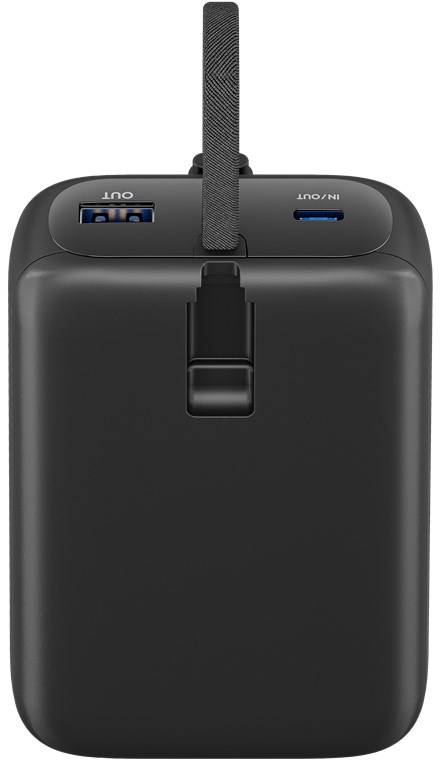 10x Goobay 76252 Powerbank 20.000 mAh mit integriertem USB-C™-Kabel, schwarz, 0.13 m - 30 W, kompaktes Travel Essential mit Power Delivery und Quick