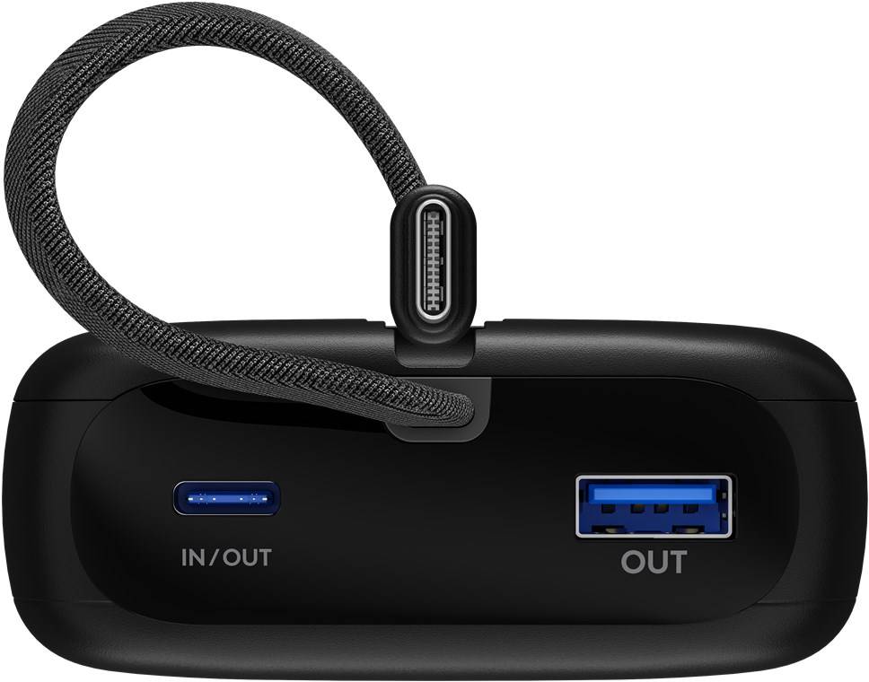 10x Goobay 76252 Powerbank 20.000 mAh mit integriertem USB-C™-Kabel, schwarz, 0.13 m - 30 W, kompaktes Travel Essential mit Power Delivery und Quick