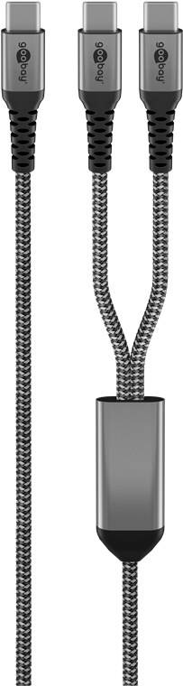 60x Goobay 75739 USB-C™-Textilkabel, 60 W, Power Delivery, 1,5 m, schwarz,grau, 1.5 m, schwarz-grau - USB-C™-Stecker > USB-C™-Stecker