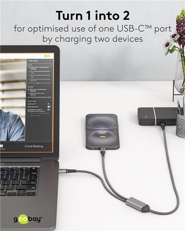 60x Goobay 75739 USB-C™-Textilkabel, 60 W, Power Delivery, 1,5 m, schwarz,grau, 1.5 m, schwarz-grau - USB-C™-Stecker > USB-C™-Stecker