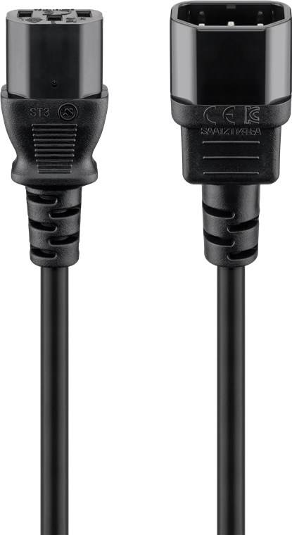 15x Goobay 39203 Kaltgeräte Verlängerungskabel, 5 m, schwarz, (3*1 mm²), 5 m - Gerätestecker C14 (Kaltgeräteanschluss) > Gerätebuchse C13 (Kaltg