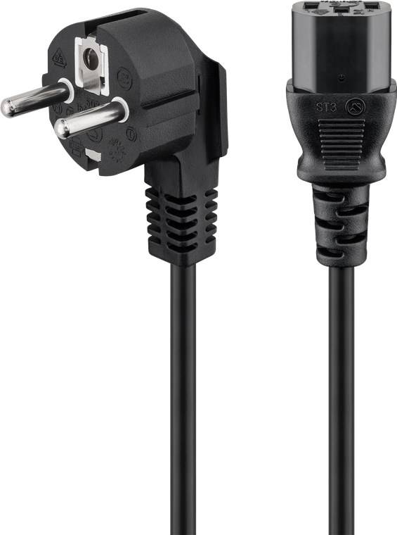 30x Goobay 59566 Abgewinkeltes Kaltgeräte-Anschlusskabel, 1,8 m, Schwarz, (3*0,75 mm²), 1.8 m - Schutzkontaktstecker Hybrid (Typ E/F, CEE 7/7) 90°