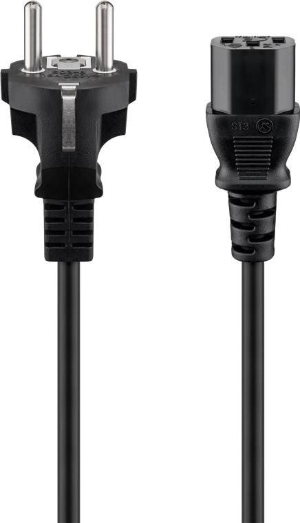 30x Goobay 59571 Kaltgeräte-Anschlusskabel,1,8 m, Schwarz, (3*0,75 mm²), 1.8 m - Schutzkontaktstecker Hybrid (Typ E/F, CEE 7/7) > Gerätebuchse C13