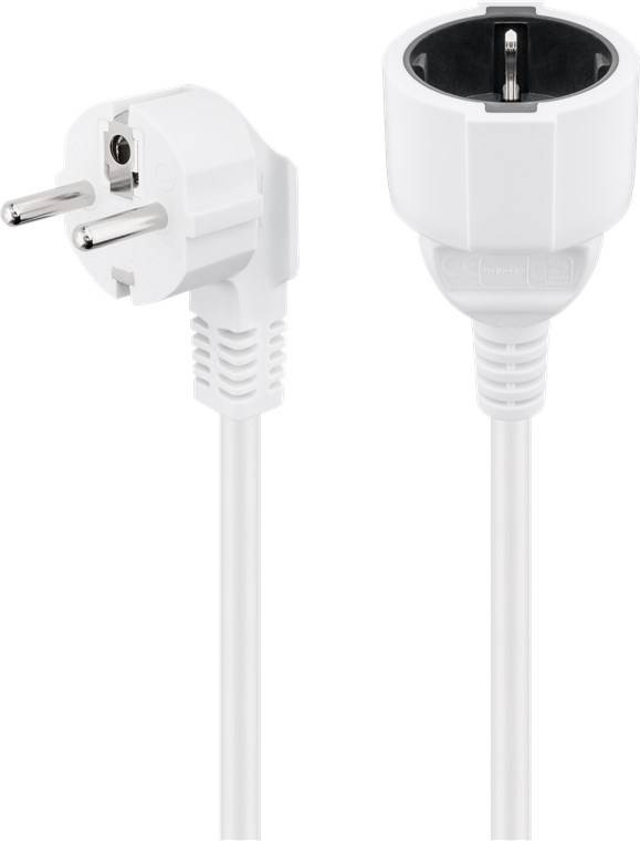 5x Goobay 93089 Verlängerungskabel Schutzkontakt, 10 m, weiß, (3*1,5 mm²), 10 m - Schutzkontaktstecker Hybrid (Typ E/F, CEE 7/7) 90° > Schutzkonta