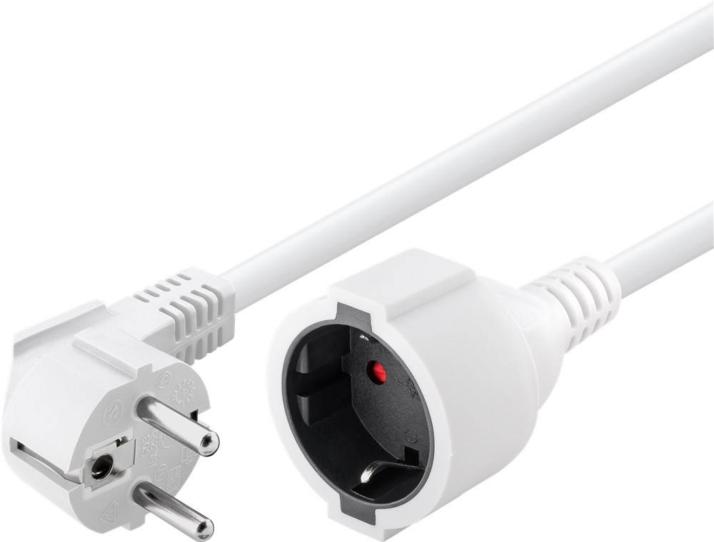 5x Goobay 93089 Verlängerungskabel Schutzkontakt, 10 m, weiß, (3*1,5 mm²), 10 m - Schutzkontaktstecker Hybrid (Typ E/F, CEE 7/7) 90° > Schutzkonta