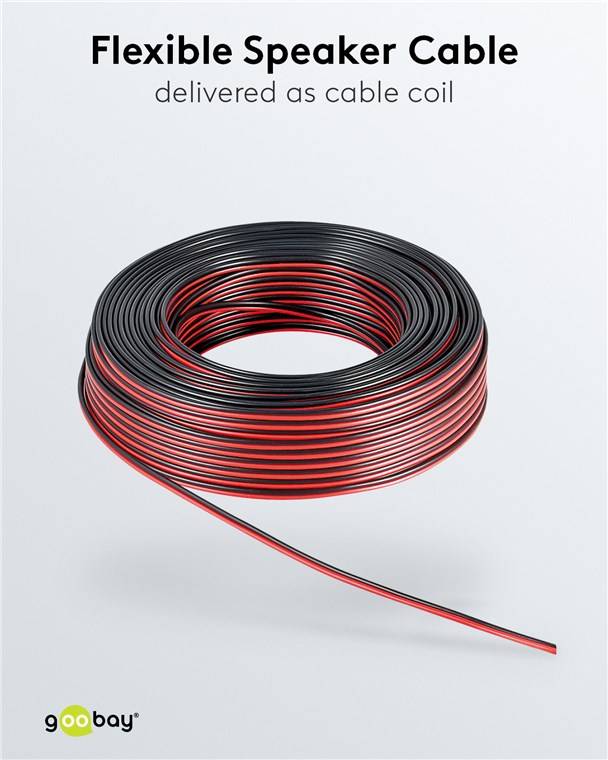 40x Goobay 15089 Lautsprecherkabel rot,schwarz, 10 m, Rot-Schwarz - 10 m Rolle, Querschnitt 2 x 0,5 mm², CU