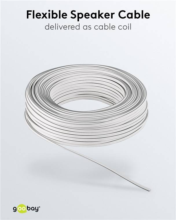 8x Goobay 15102 Lautsprecherkabel weiß, 50 m - 50 m Rolle, Querschnitt 2 x 0,5 mm², CU