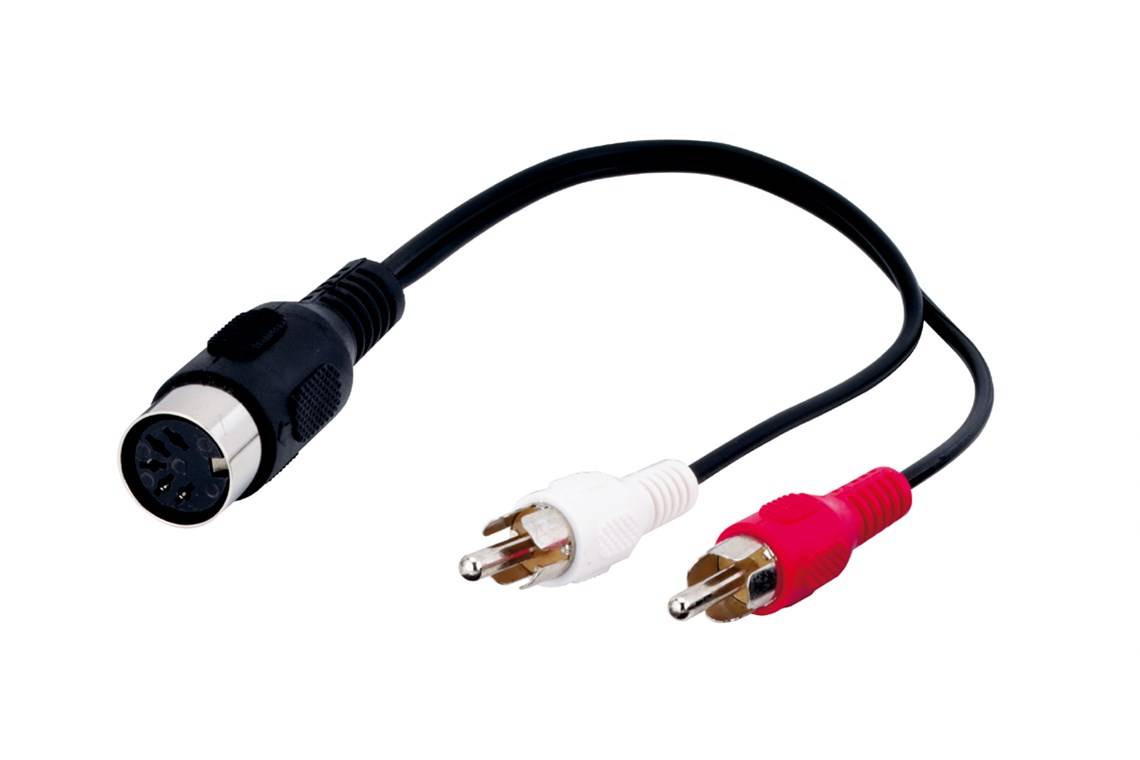 220x Goobay 50004 Audio-Kabeladapter, DIN-Buchse zu Stereo-Cinch-Stecker, 0.2 m - DIN-Buchse 180° (5-Pin) > 2x Cinch-Stecker (Audio links/rechts)