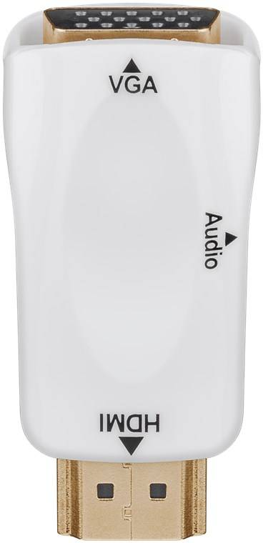 100x Goobay 44793 Standard Kompakter HDMI™/VGA-Adapter inkl. Audio, vergoldet, Weiß - HDMI™-Stecker (Typ A) > VGA-Buchse (15-polig) + Klinke 3,5