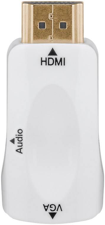 100x Goobay 44793 Standard Kompakter HDMI™/VGA-Adapter inkl. Audio, vergoldet, Weiß - HDMI™-Stecker (Typ A) > VGA-Buchse (15-polig) + Klinke 3,5