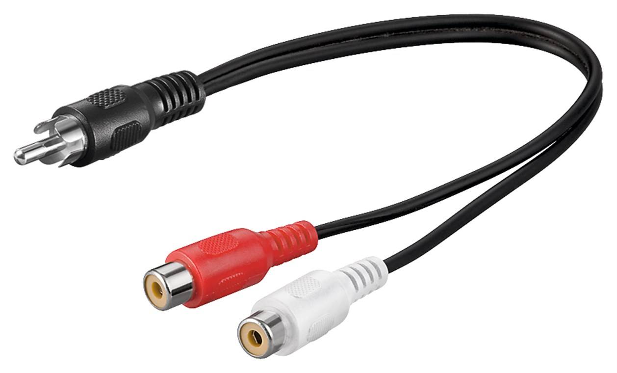 400x Goobay 50005 Audio Y-Kabeladapter, 1x Stereo-Cinch-Stecker zu 2x Cinch-Buchse, 0.2 m, Schwarz - Cinch-Stecker > 2x Cinch-Buchse (Audio