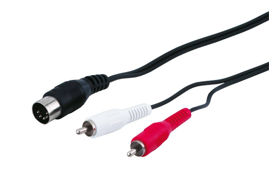 120x Goobay 50014 Audio-Kabeladapter, DIN-Stecker zu Stereo-Cinch-Stecker, 1.5 m - DIN-Stecker 180° (5-Pin) > 2x Cinch-Stecker (Audio links/rechts)