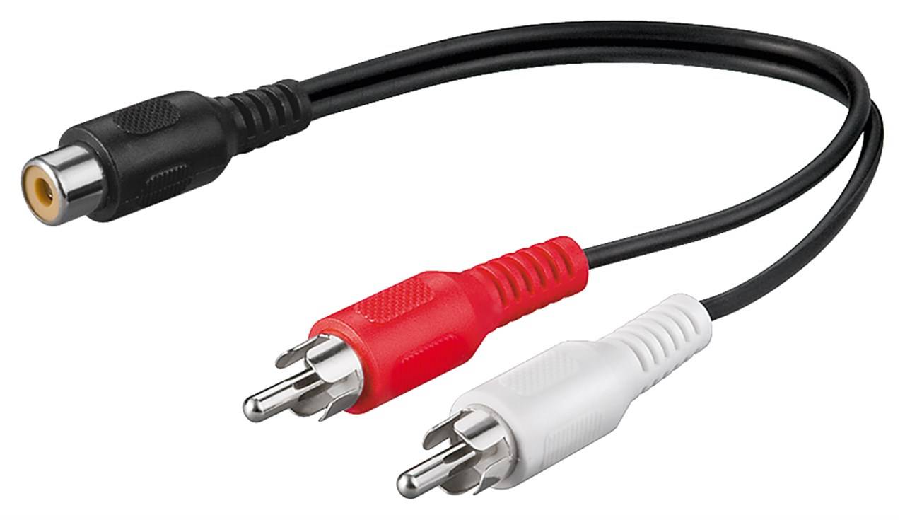 400x Goobay 50008 Audio Y-Kabeladapter, 2x Cinch-Stecker zu 1x Stereo-Cinch-Buchse, 0.2 m, Schwarz - Cinch-Buchse > 2x Cinch-Stecker (Audio