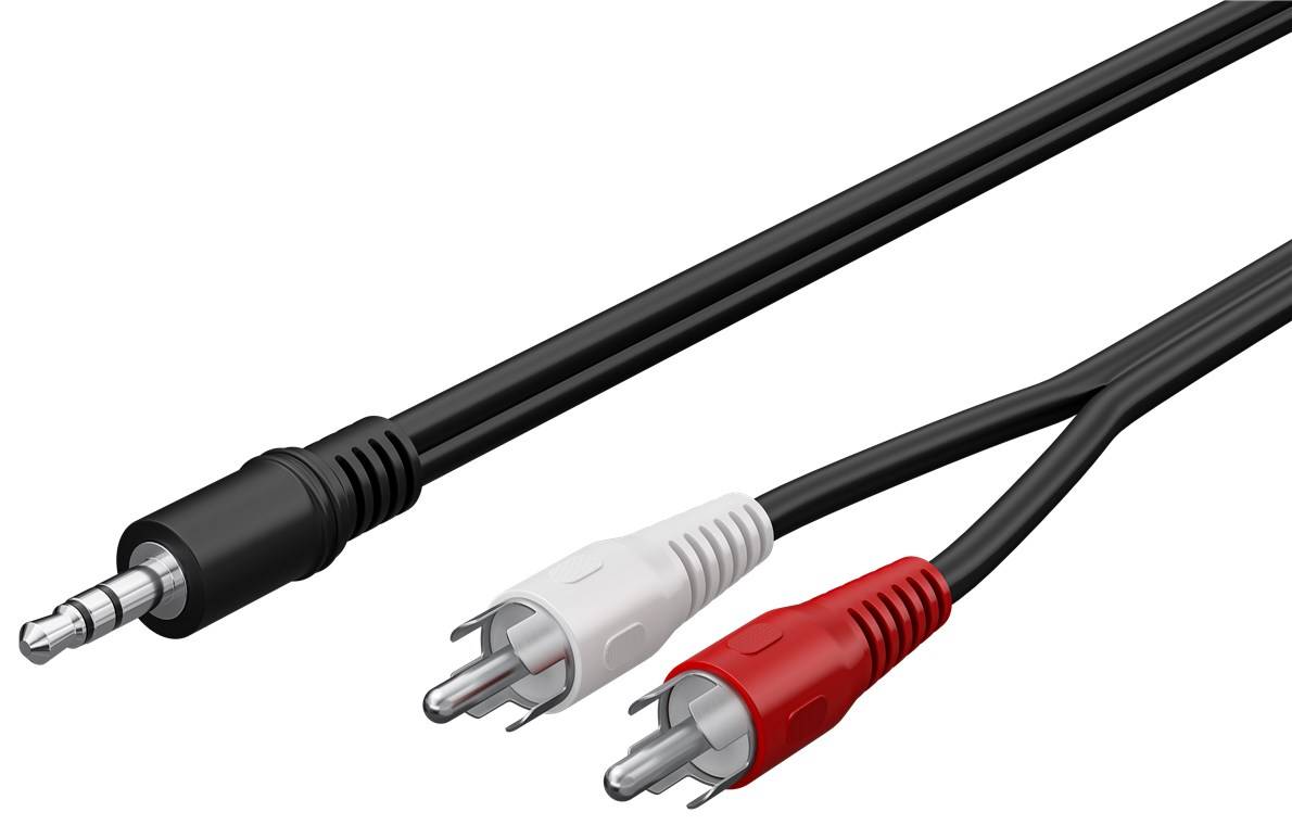 150x Goobay 50018 Audio Adapterkabel AUX, 3,5 mm Klinke zu Stereo Cinch-Stecker, 1.5 m, Schwarz - Klinke 3,5 mm Stecker (3-Pin, stereo) > 2x