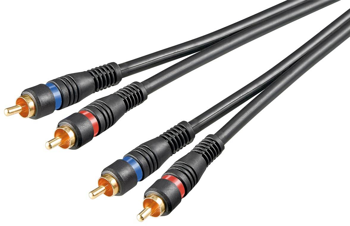 170x Goobay 50433 Stereo-Verbindungskabel 2x Cinch, zweifach geschirmt, 0.2 m, Schwarz - 2x Cinch-Stecker > 2x Cinch-Stecker