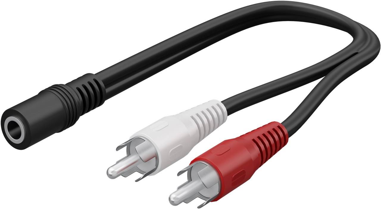 400x Goobay 50092 Audio-Kabeladapter 3,5-mm-Buchse zu Cinch-Stecker, 0.2 m, Schwarz - Klinke 3,5 mm Buchse (3-Pin, stereo) > 2x Cinch-Stecker