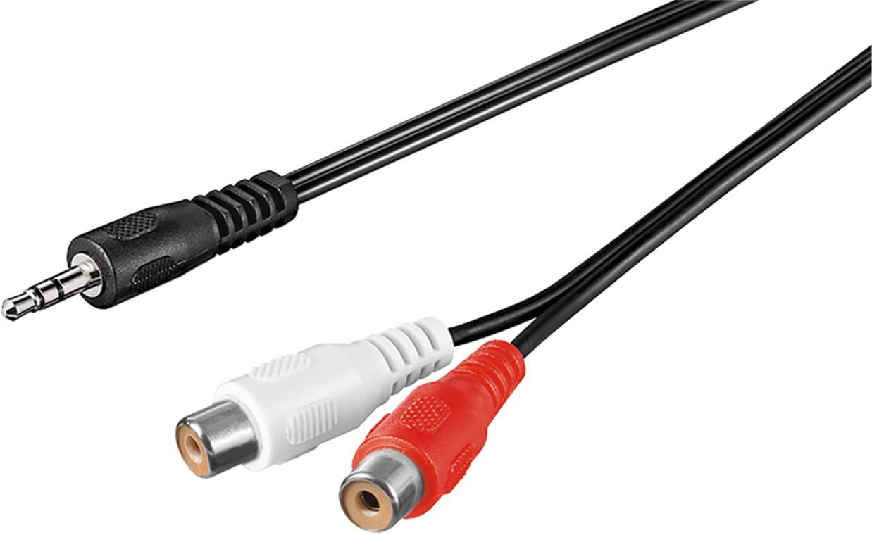 150x Goobay 50116 Audio-Kabeladapter 3,5 mm, Stecker zu Stereo-Cinch-Buchse, 1.5 m, Schwarz - Klinke 3,5 mm Stecker (3-Pin, stereo) > 2x