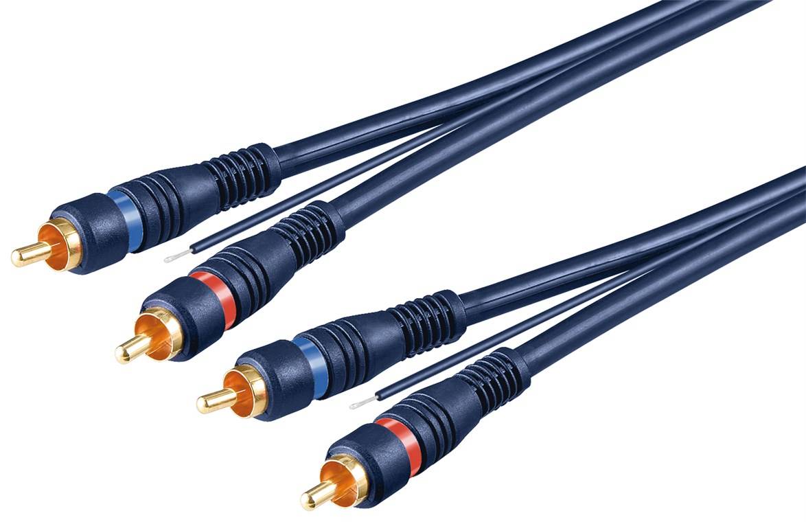 20x Goobay 50175 Car Hi-Fi Stereo-Verbindungskabel Cinch, zweifach geschirmt, 5 m, Blau - 2x Cinch-Stecker > 2x Cinch-Stecker