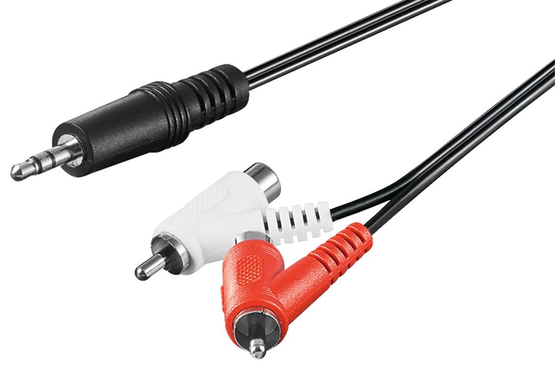 140x Goobay 50213 Audio Adapterkabel, 3,5 mm Stecker zu Cinch Stecker/Buchse, 1.5 m, Schwarz - Klinke 3,5 mm Stecker (3-Pin, stereo) > 2x