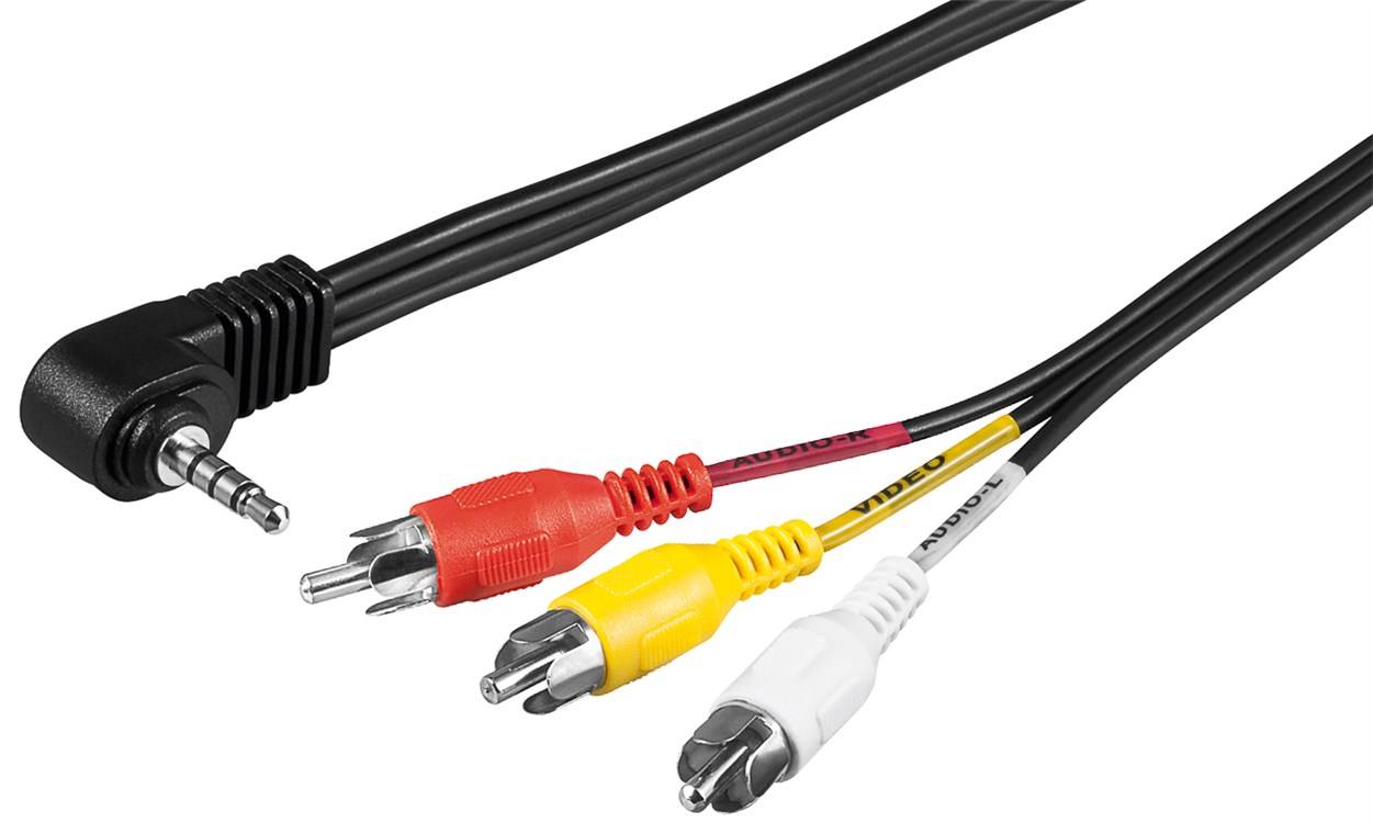 80x Goobay 50209 Adapterkabel, Composite Audio Video zu 3,5 mm, 1.5 m - Klinke 3,5 mm Stecker (4-Pin, stereo) 90° > 3x Cinch-Stecker