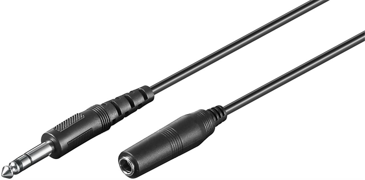 60x Goobay 50428 Kopfhörer- und Audio- Verlängerungskabel AUX, 3-pol 6,35 mm, 5 m, Schwarz - Klinke 6,35 mm Stecker (3-Pin, stereo) > Klinke 6,35 mm