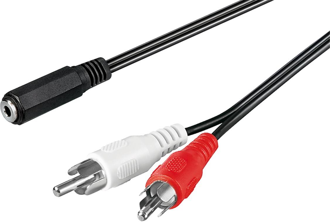 150x Goobay 50442 Audio-Kabeladapter 3,5-mm-Buchse zu Cinch-Stecker, 1.4 m, Schwarz - Klinke 3,5 mm Buchse (3-Pin, stereo) > 2x Cinch-Stecker