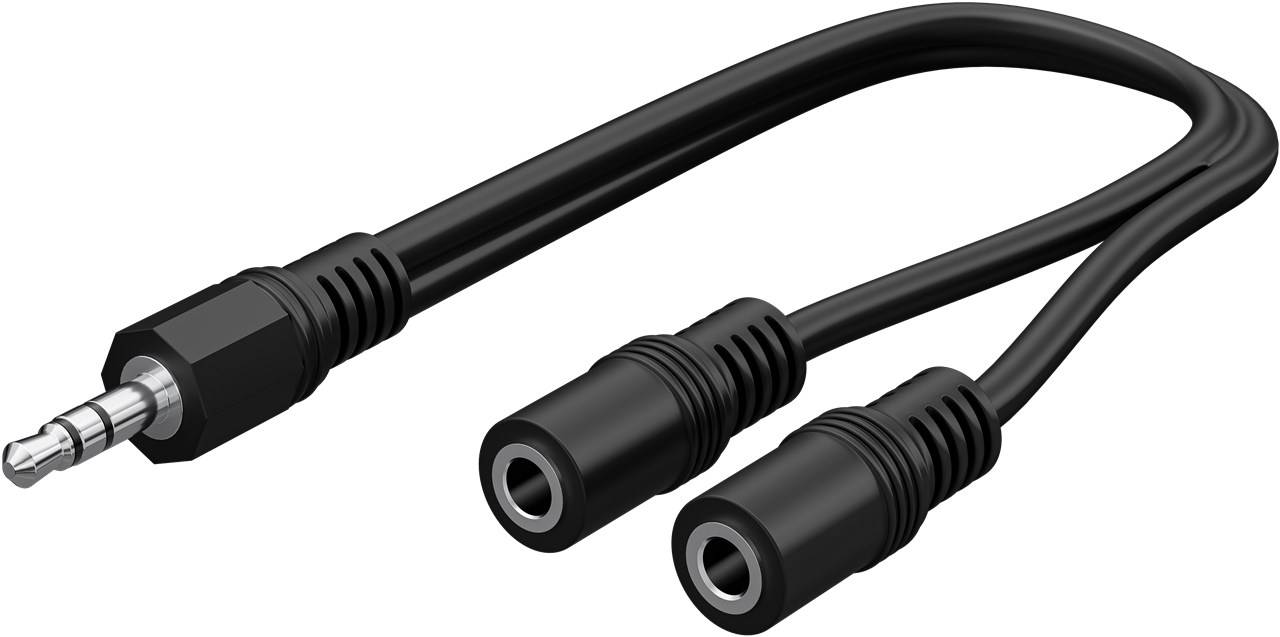 250x Goobay 50464 Audio Y-Adapterkabel (3,5 mm stereo), 0.2 m, Schwarz - Klinke 3,5 mm Stecker (3-Pin, stereo) > 2x Klinke 3,5 mm Buchse (3-Pin