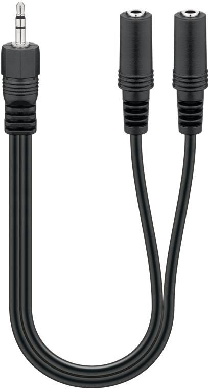 250x Goobay 50464 Audio Y-Adapterkabel (3,5 mm stereo), 0.2 m, Schwarz - Klinke 3,5 mm Stecker (3-Pin, stereo) > 2x Klinke 3,5 mm Buchse (3-Pin