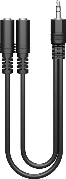 250x Goobay 50464 Audio Y-Adapterkabel (3,5 mm stereo), 0.2 m, Schwarz - Klinke 3,5 mm Stecker (3-Pin, stereo) > 2x Klinke 3,5 mm Buchse (3-Pin