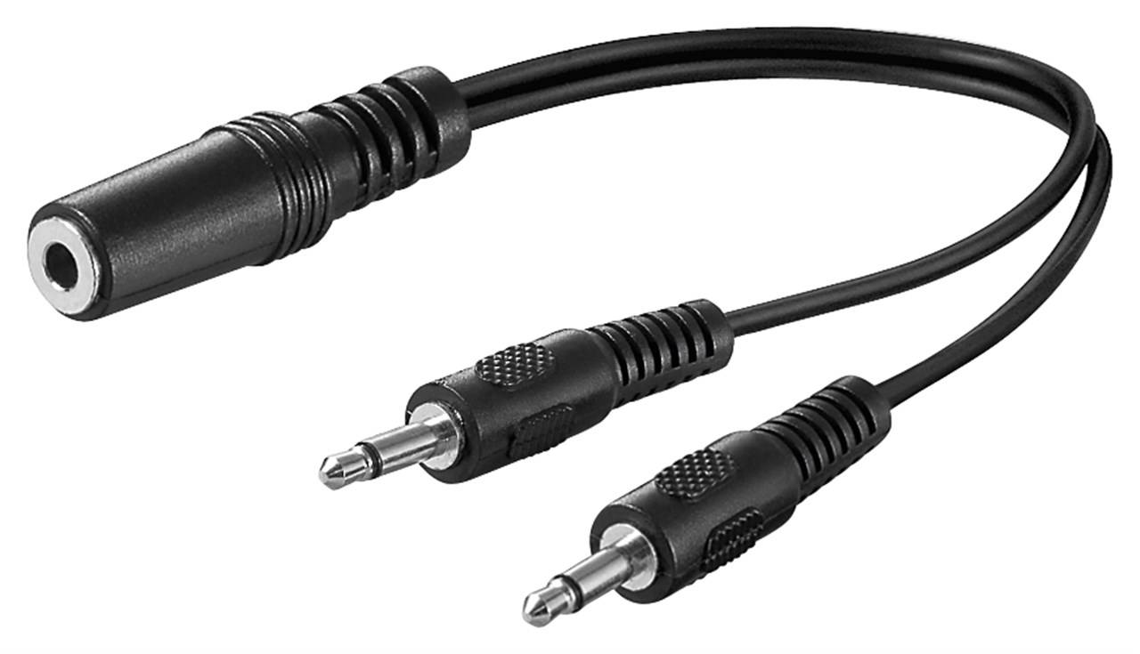 250x Goobay 50472 Audio Y-Kabeladapter 3,5 mm, 1x Stereo-Buchse zu 2x Mono-Stecker, 0.2 m, Schwarz - Klinke 3,5 mm Buchse (3-Pin, stereo) > 2x