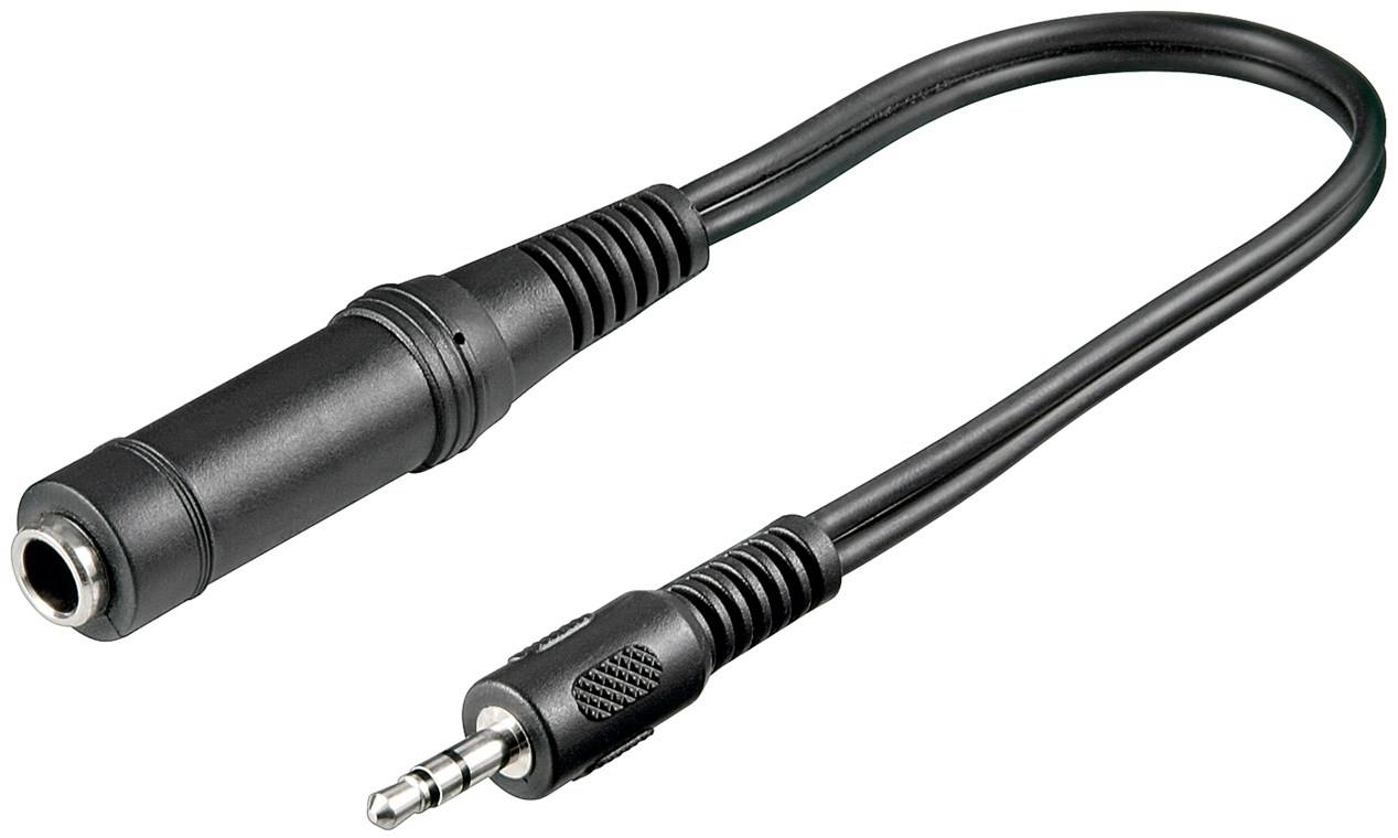 300x Goobay 50470 Kopfhörer-Adapter, 3,5 mm Stecker zu 6,35 mm Buchse, 0.2 m, Schwarz - Klinke 3,5 mm Stecker (3-Pin, stereo) > Klinke 6,35 mm