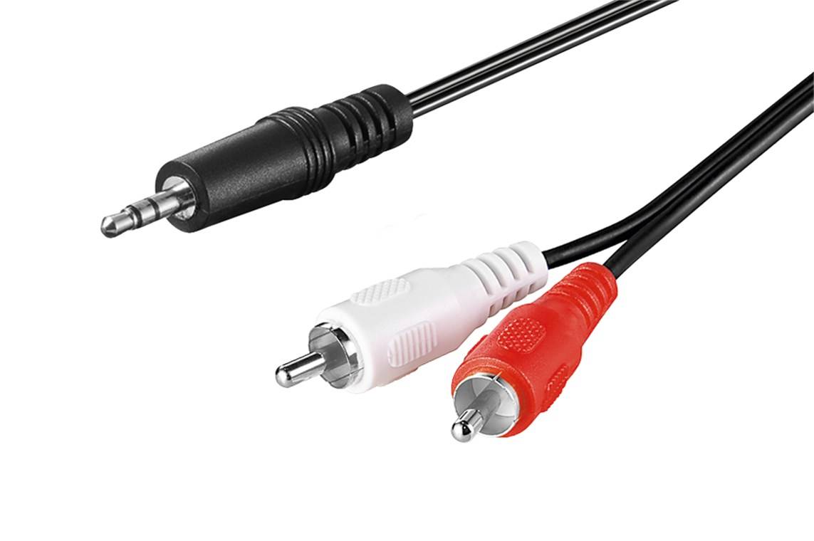 200x Goobay 51648 Audio Adapterkabel AUX, 3,5 mm Klinke zu Stereo Cinch-Stecker, CU, 1 m, Schwarz - Klinke 3,5 mm Stecker (3-Pin, stereo) > 2x