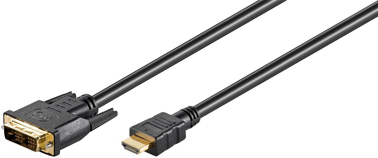 55x Goobay 51881 DVI-D/HDMI™-Kabel, vergoldet, 1.5 m, Schwarz - DVI-D-Stecker Single-Link (18+1 pin) > HDMI™-Stecker (Typ A)
