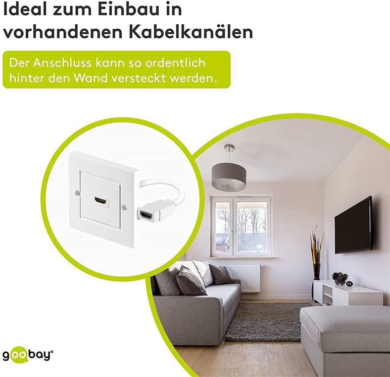 1x Goobay 51722 HDMI™-Wanddose, Weiß - 1x HDMI™-Buchse (Typ A) > 1x HDMI™-Buchse (Typ A)