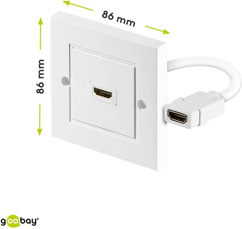 1x Goobay 51722 HDMI™-Wanddose, Weiß - 1x HDMI™-Buchse (Typ A) > 1x HDMI™-Buchse (Typ A)