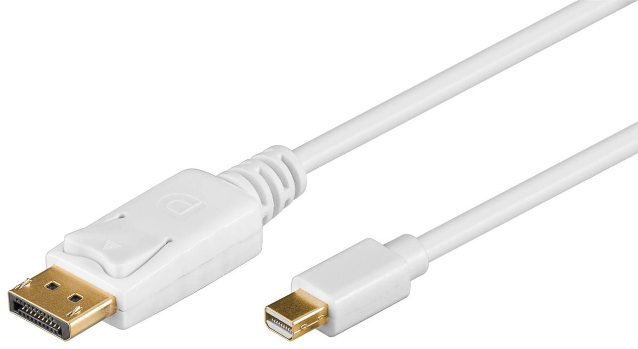 50x Goobay 52858 Mini DisplayPort™-Adapterkabel 1.2, vergoldet, 1 m, Weiß - Mini DisplayPort-Stecker > DisplayPort™-Stecker