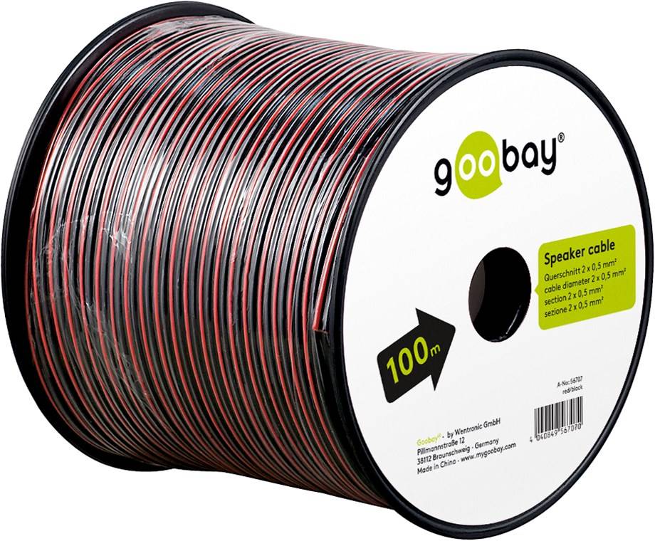 4x Goobay 59378 Lautsprecherkabel rot,schwarz, Rot-Schwarz - 100 m Spule, Querschnitt 2 x 0,35 mm², CU