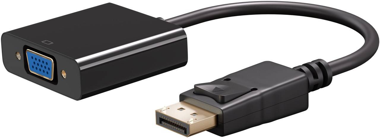 10x Goobay 60606 DisplayPort™-auf-VGA-Adapter 1.1, 0,15 m, Schwarz - DisplayPort™-Stecker > VGA-Buchse (15-polig)