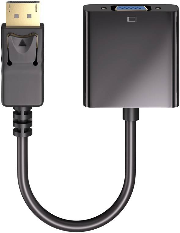 10x Goobay 60606 DisplayPort™-auf-VGA-Adapter 1.1, 0,15 m, Schwarz - DisplayPort™-Stecker > VGA-Buchse (15-polig)