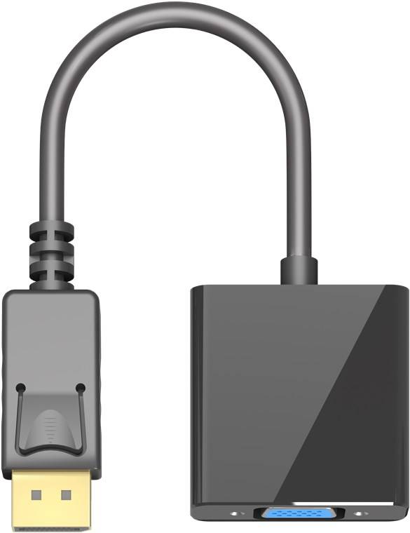 10x Goobay 60606 DisplayPort™-auf-VGA-Adapter 1.1, 0,15 m, Schwarz - DisplayPort™-Stecker > VGA-Buchse (15-polig)