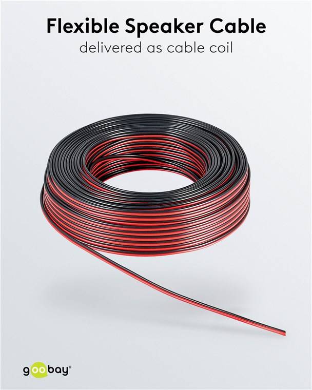 50x Goobay 67728 Lautsprecherkabel rot,schwarz, 10 m, Rot-Schwarz - 10 m Rolle, Querschnitt 2 x 0,75 mm², CCA
