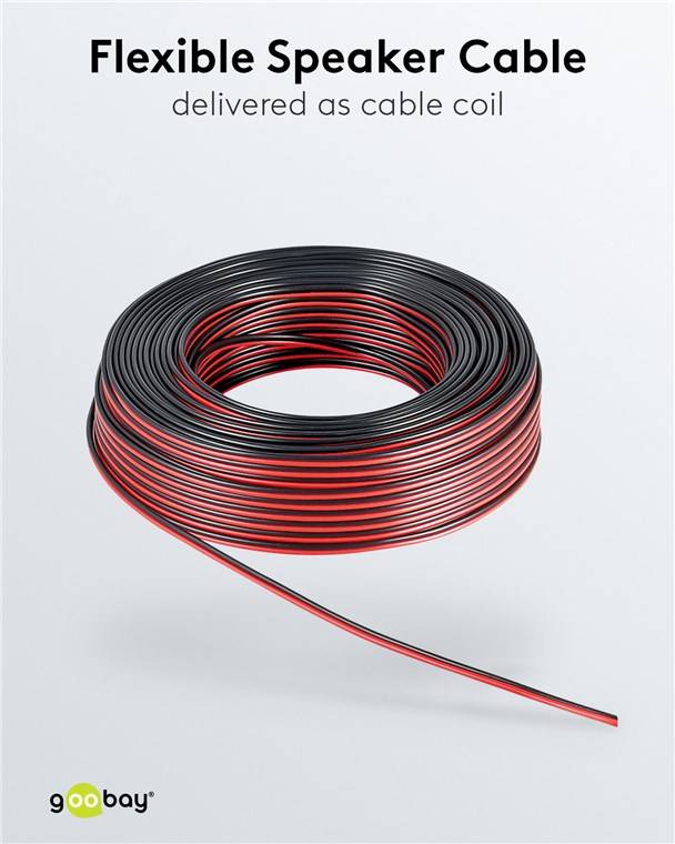 8x Goobay 67736 Lautsprecherkabel rot,schwarz, 25 m, Rot-Schwarz - 25 m Rolle, Querschnitt 2 x 2,5 mm², CCA
