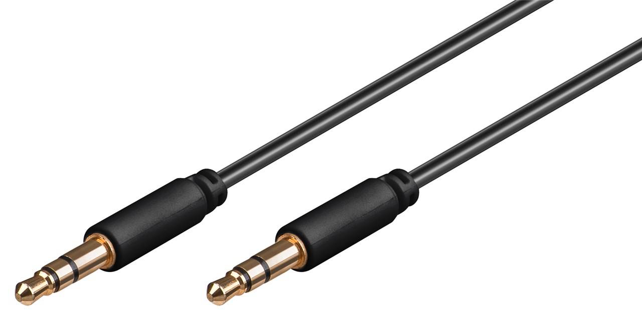 360x Goobay 69117 Audio Verbindungskabel AUX, 3,5 mm stereo 3-pol., slim, CU, 1 m, Schwarz - Klinke 3,5 mm Stecker (3-Pin, stereo) > Klinke 3,5 mm