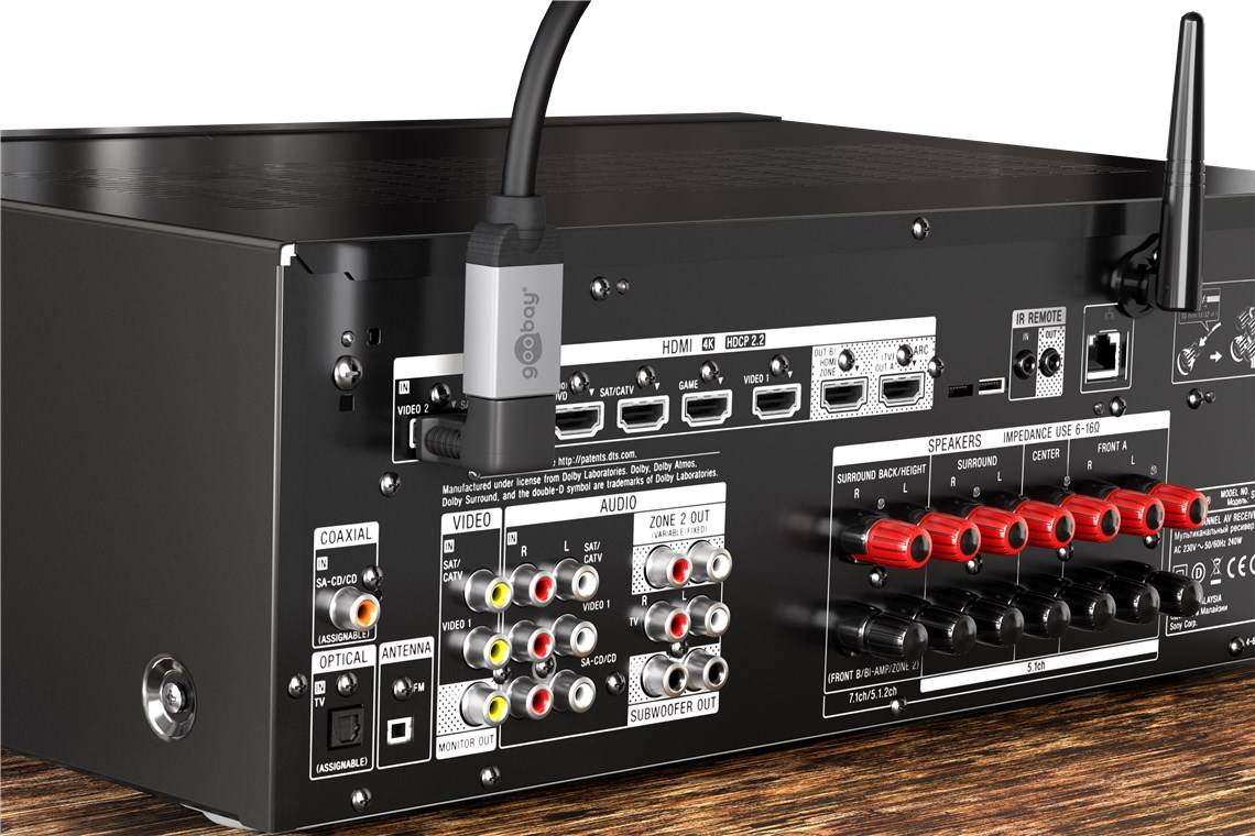 10x Goobay 68782 Standard HDMI™-Winkeladapter 90° vertikal, 4K/60Hz, schwarz - HDMI™-Stecker (Typ A) > HDMI™-Buchse (Typ A)