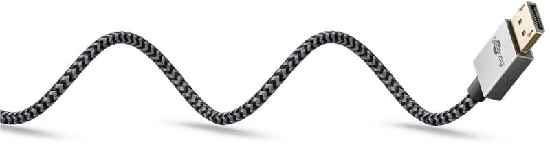 40x Goobay 77445 Plus Series Slim DisplayPort™-Kabel 2.0/2.1, 40 Gbit/s, 2 m, schwarz-silber - 8K/120 Hz DSC