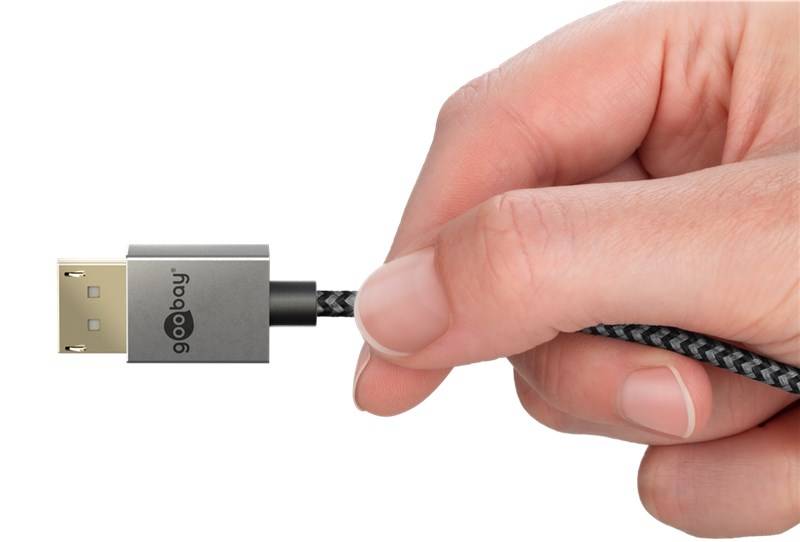 40x Goobay 77444 Plus Series Slim DisplayPort™-Kabel 2.0/2.1, 40 Gbit/s, 1 m, schwarz-silber - 8K/120 Hz DSC