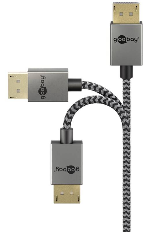 40x Goobay 77444 Plus Series Slim DisplayPort™-Kabel 2.0/2.1, 40 Gbit/s, 1 m, schwarz-silber - 8K/120 Hz DSC